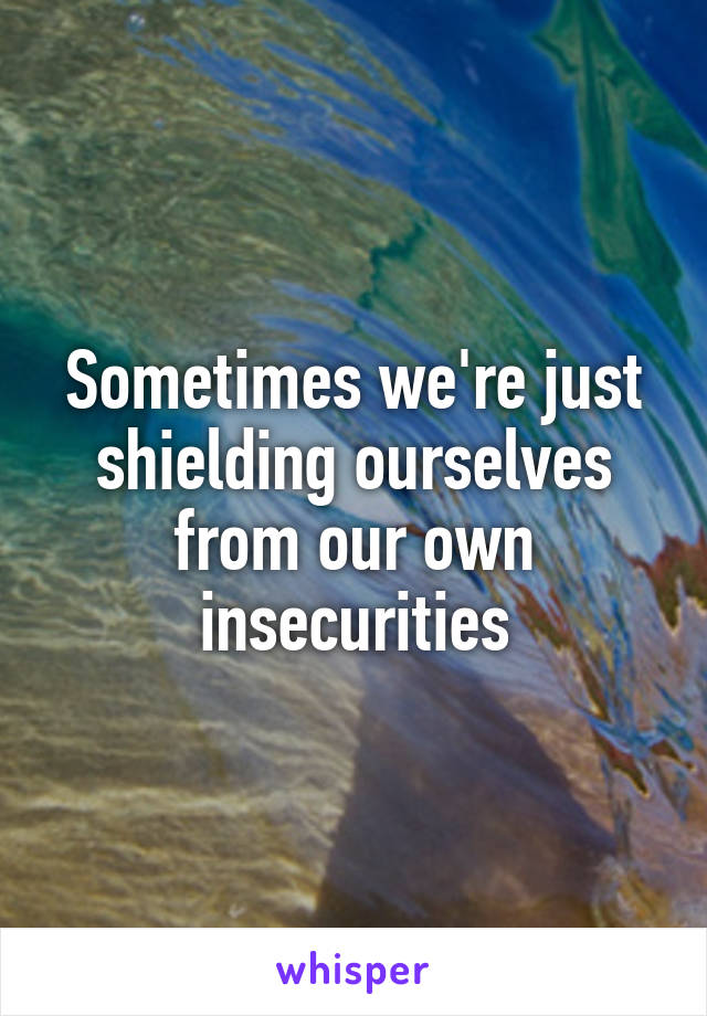 Sometimes we're just shielding ourselves from our own insecurities