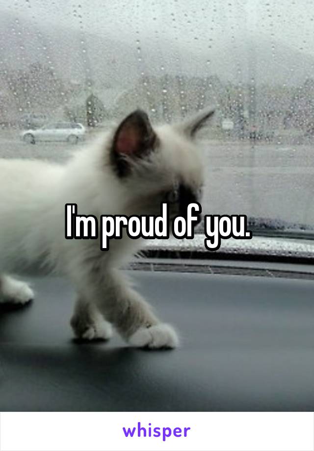 I'm proud of you.