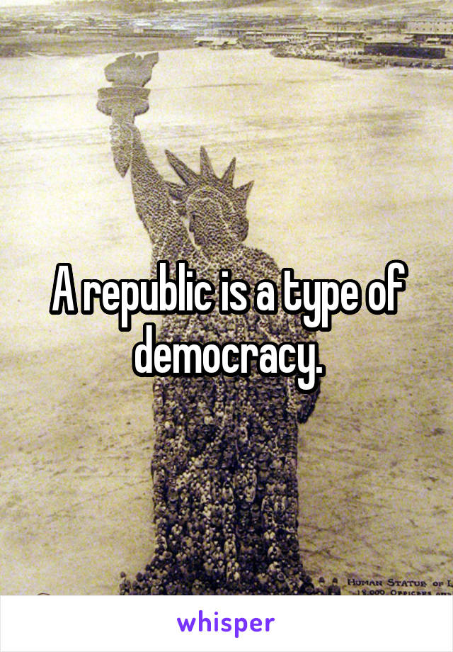 A republic is a type of democracy.