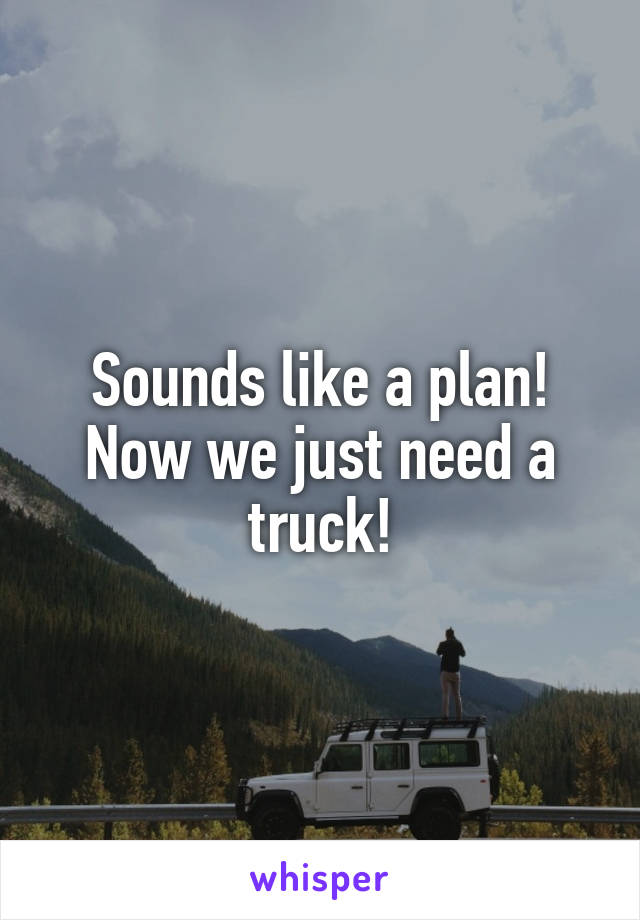 Sounds like a plan! Now we just need a truck!