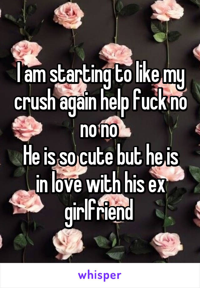 I am starting to like my crush again help fuck no no no 
He is so cute but he is in love with his ex girlfriend 