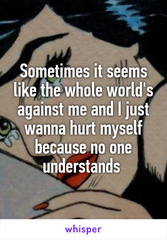 Sometimes it seems like the whole world's against me and I just wanna hurt myself because no one understands 