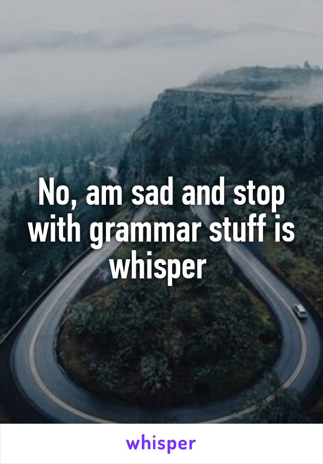 No, am sad and stop with grammar stuff is whisper 