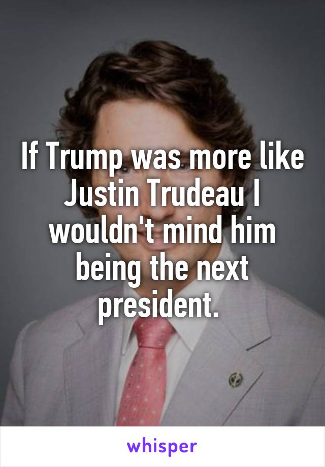 If Trump was more like Justin Trudeau I wouldn't mind him being the next president. 