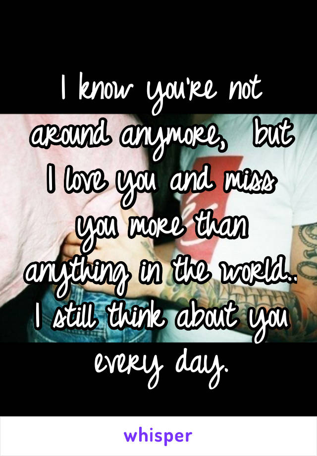 I know you're not around anymore,  but I love you and miss you more than anything in the world.. I still think about you every day.