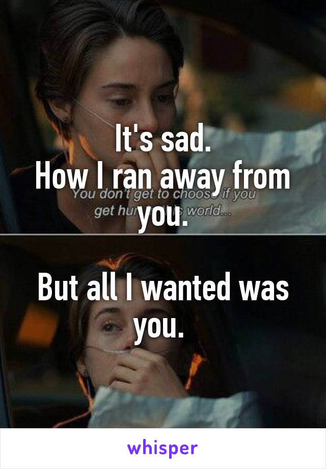 It's sad.
How I ran away from you.

But all I wanted was you. 