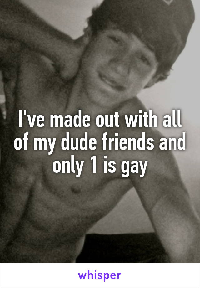 I've made out with all of my dude friends and only 1 is gay