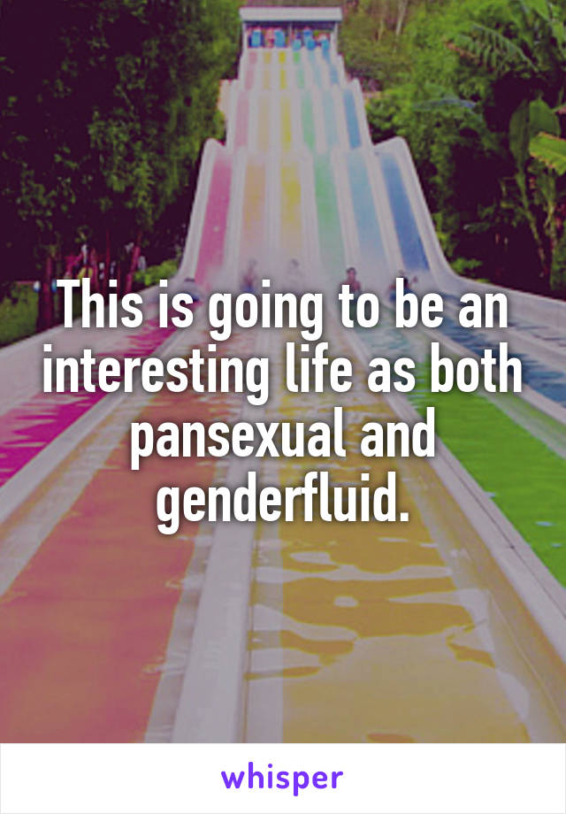 This is going to be an interesting life as both pansexual and genderfluid.