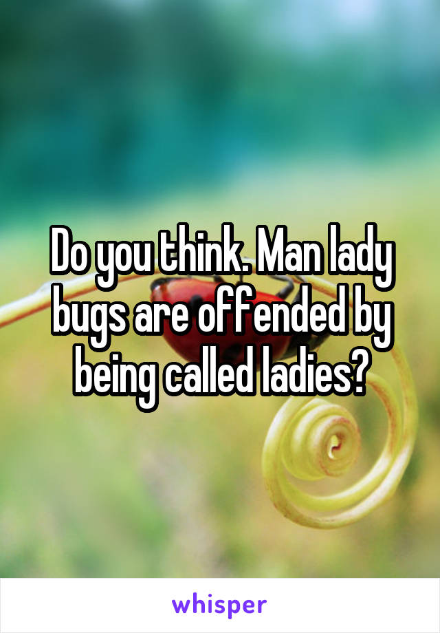 Do you think. Man lady bugs are offended by being called ladies?