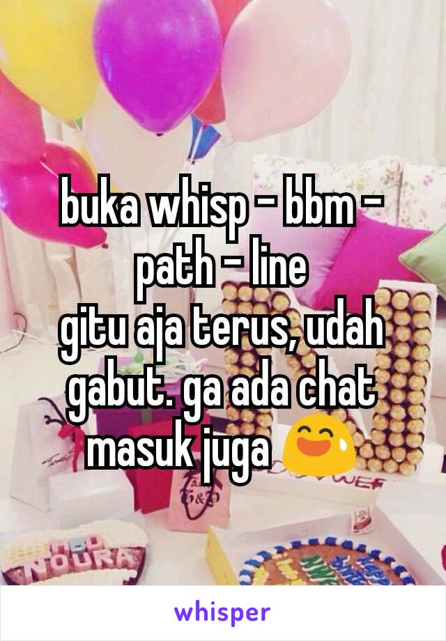 buka whisp - bbm - path - line
gitu aja terus, udah gabut. ga ada chat masuk juga 😅