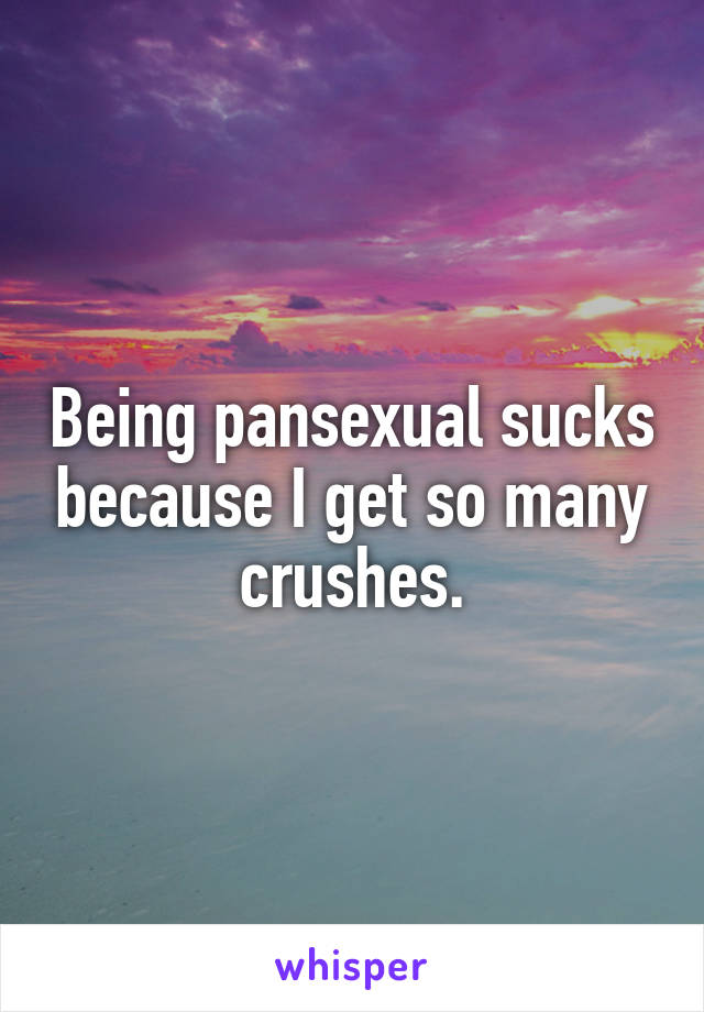 Being pansexual sucks because I get so many crushes.