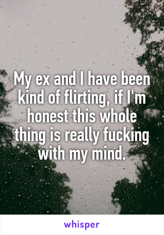 My ex and I have been kind of flirting, if I'm honest this whole thing is really fucking with my mind.