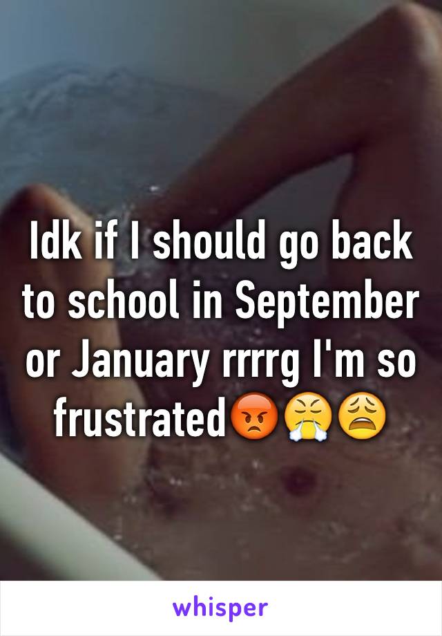 Idk if I should go back to school in September or January rrrrg I'm so frustrated😡😤😩