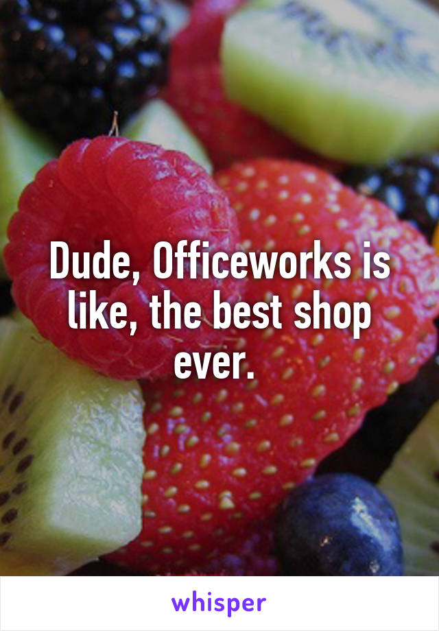 Dude, Officeworks is like, the best shop ever. 