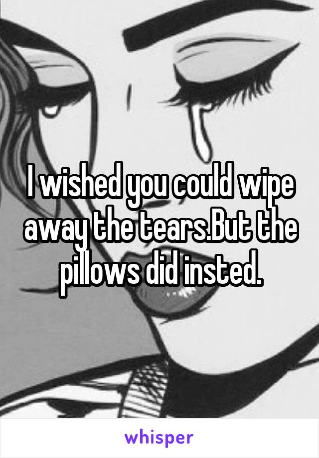 I wished you could wipe away the tears.But the pillows did insted.