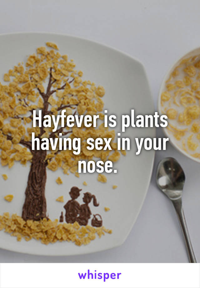 Hayfever is plants having sex in your nose. 