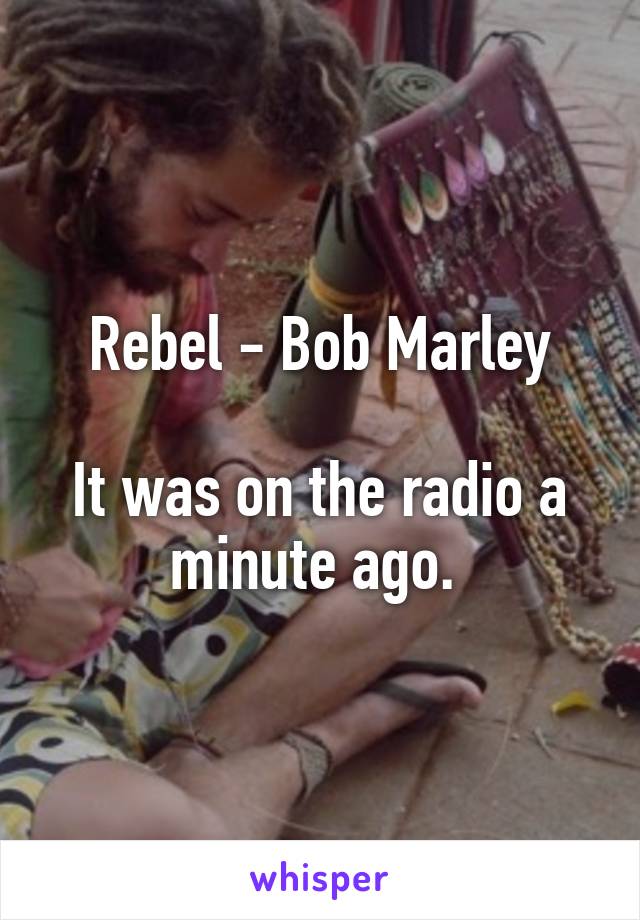 Rebel - Bob Marley

It was on the radio a minute ago. 