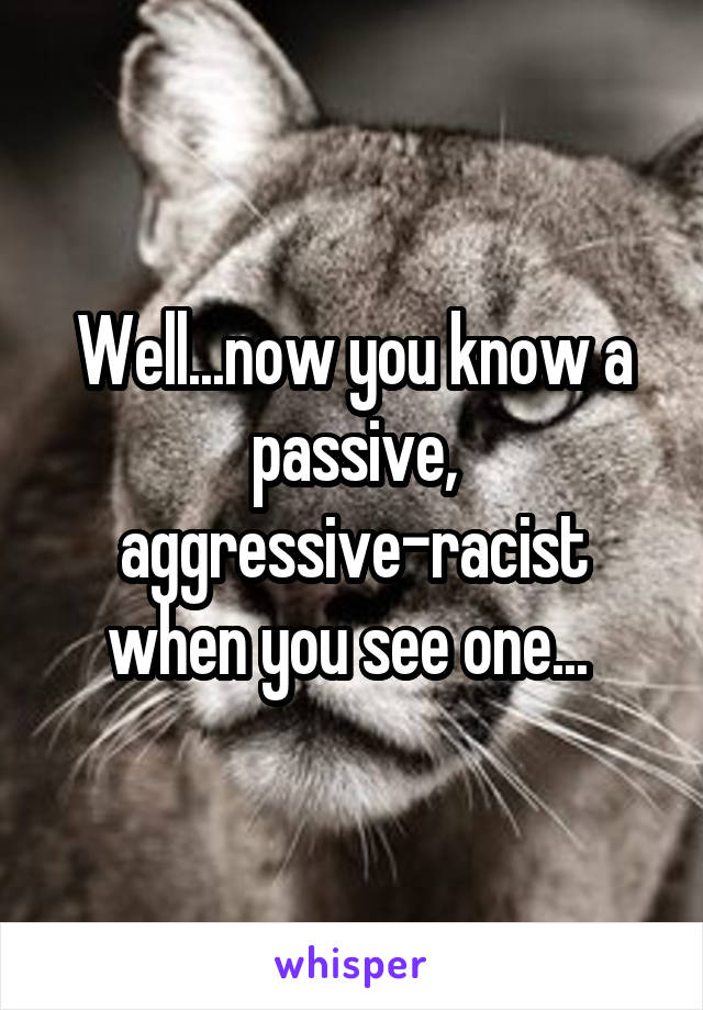 Well...now you know a passive, aggressive-racist when you see one... 