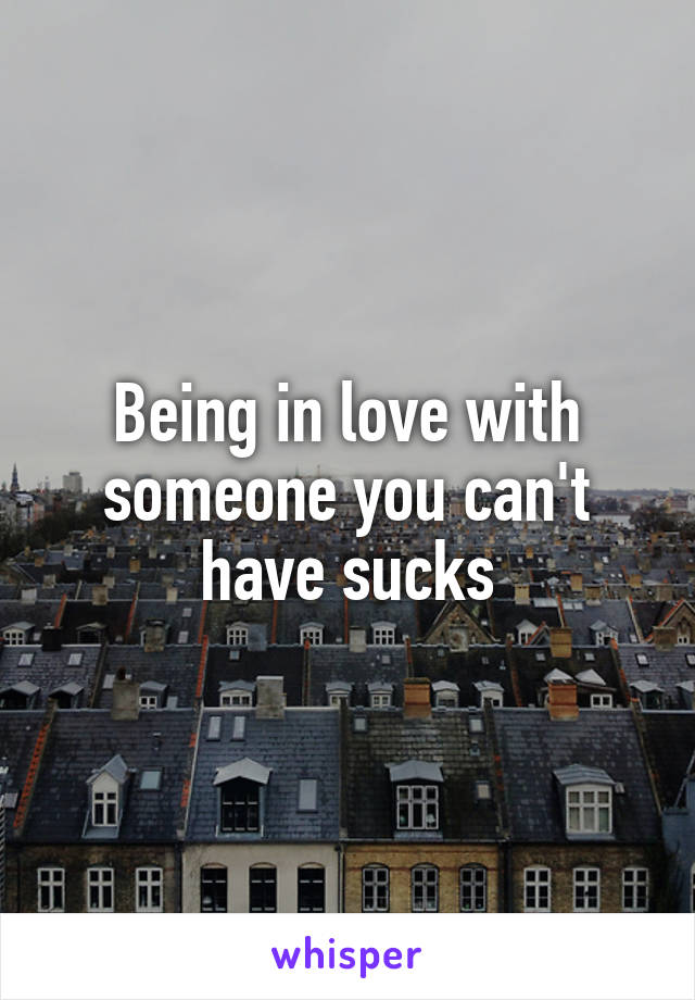 Being in love with someone you can't have sucks