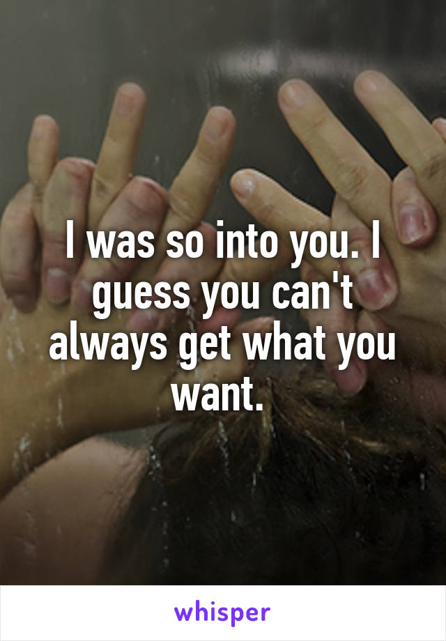 I was so into you. I guess you can't always get what you want. 