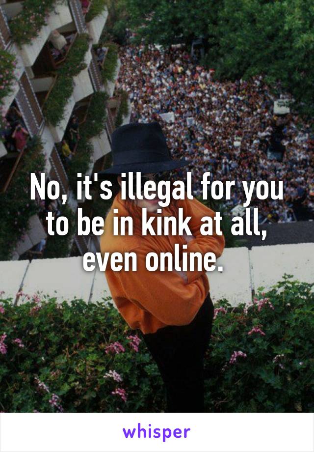 No, it's illegal for you to be in kink at all, even online. 