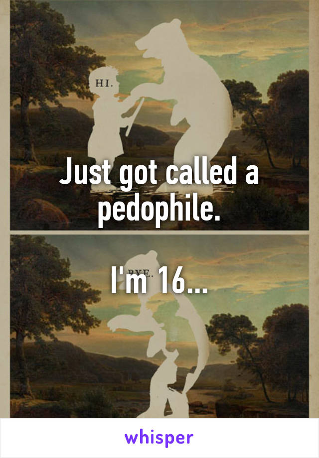 Just got called a pedophile.

I'm 16...