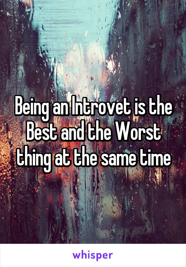 Being an Introvet is the Best and the Worst thing at the same time