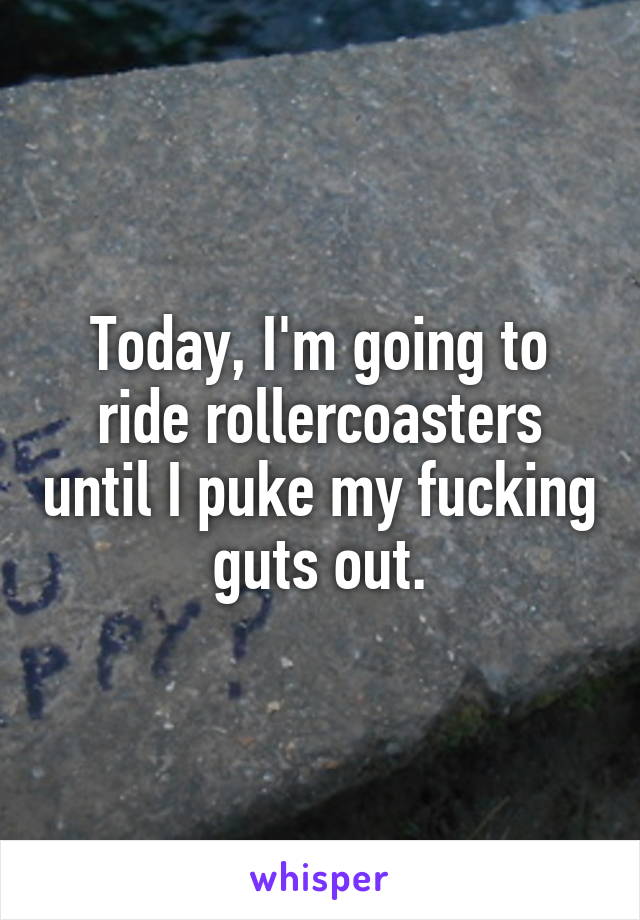 Today, I'm going to ride rollercoasters until I puke my fucking guts out.