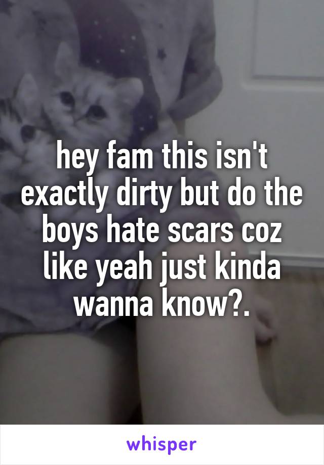 hey fam this isn't exactly dirty but do the boys hate scars coz like yeah just kinda wanna know?.