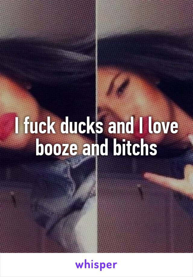 I fuck ducks and I love booze and bitchs