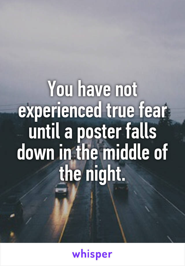 You have not experienced true fear until a poster falls down in the middle of the night.