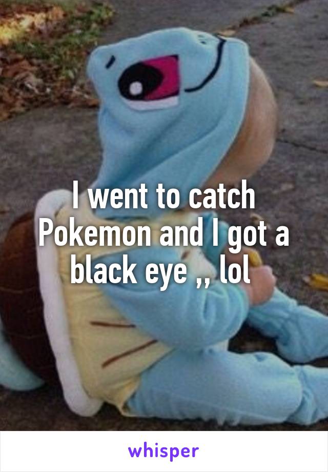 I went to catch Pokemon and I got a black eye ,, lol 