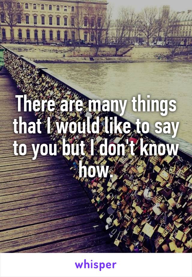 There are many things that I would like to say to you but I don't know how.