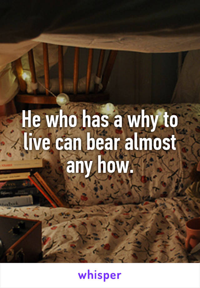 He who has a why to live can bear almost any how.