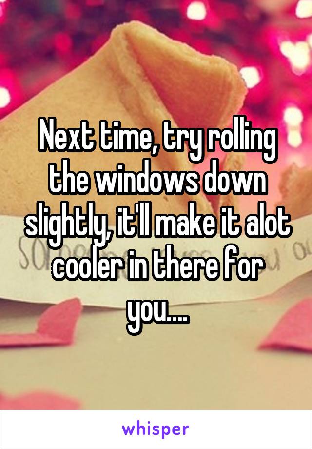 Next time, try rolling the windows down slightly, it'll make it alot cooler in there for you....