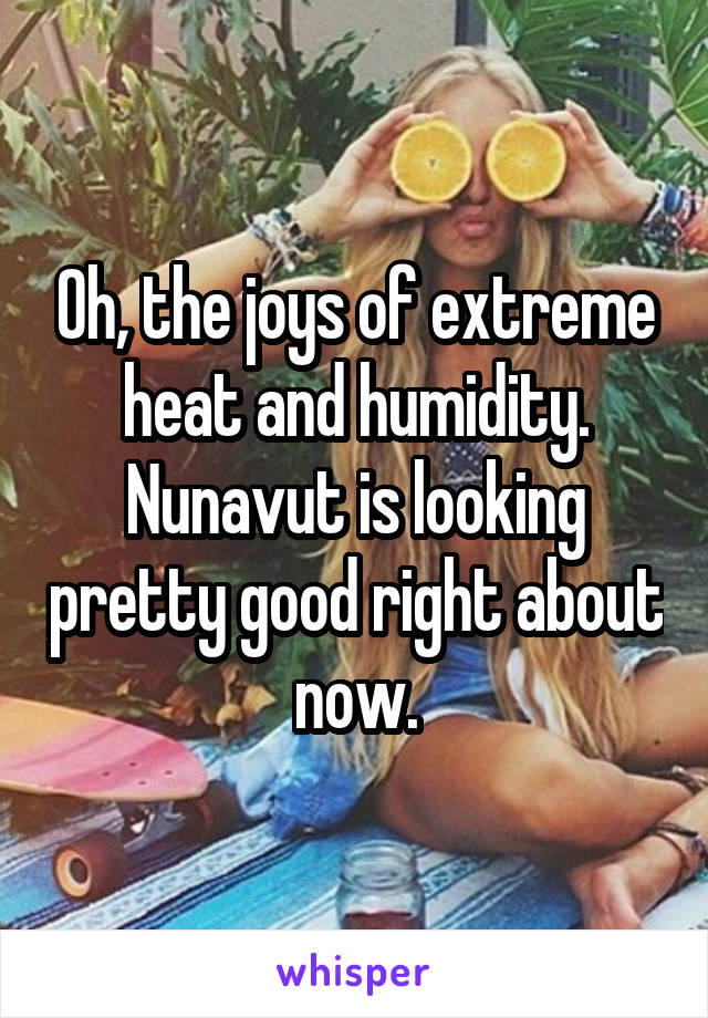 Oh, the joys of extreme heat and humidity. Nunavut is looking pretty good right about now.