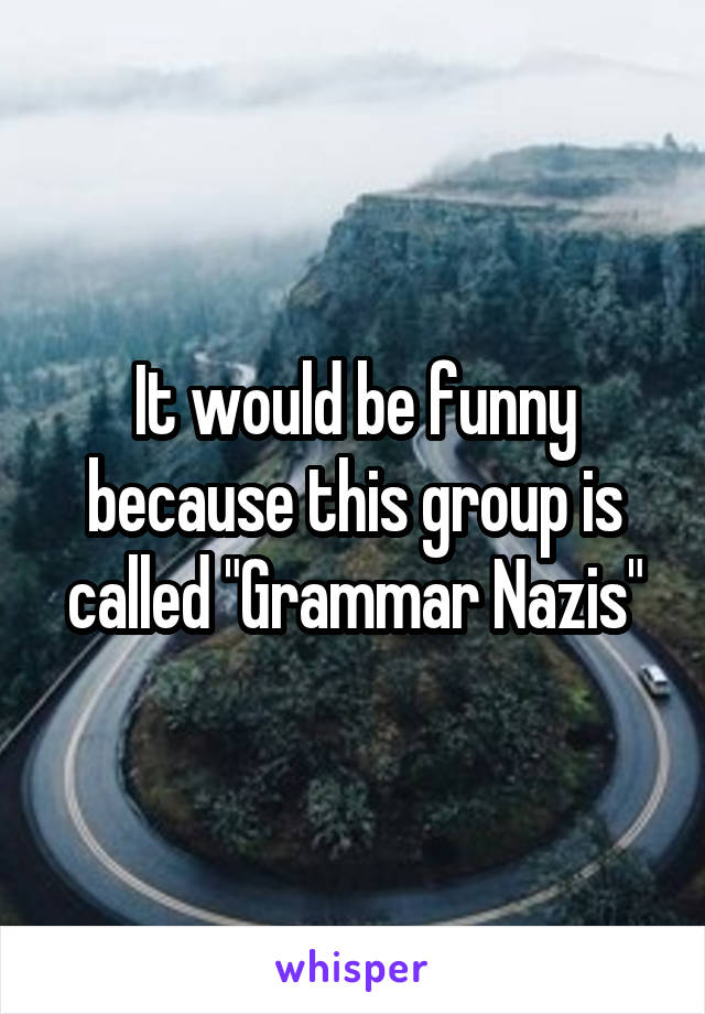 It would be funny because this group is called "Grammar Nazis"