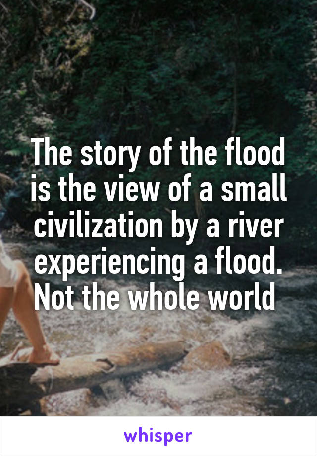 The story of the flood is the view of a small civilization by a river experiencing a flood. Not the whole world 