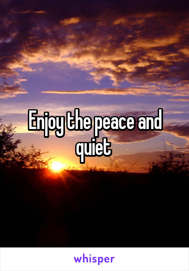 Enjoy the peace and quiet 