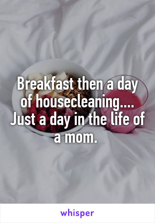 Breakfast then a day of housecleaning.... Just a day in the life of a mom. 