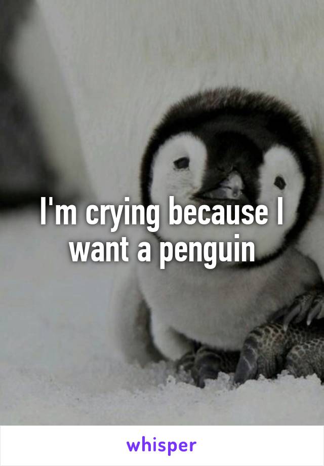 I'm crying because I want a penguin