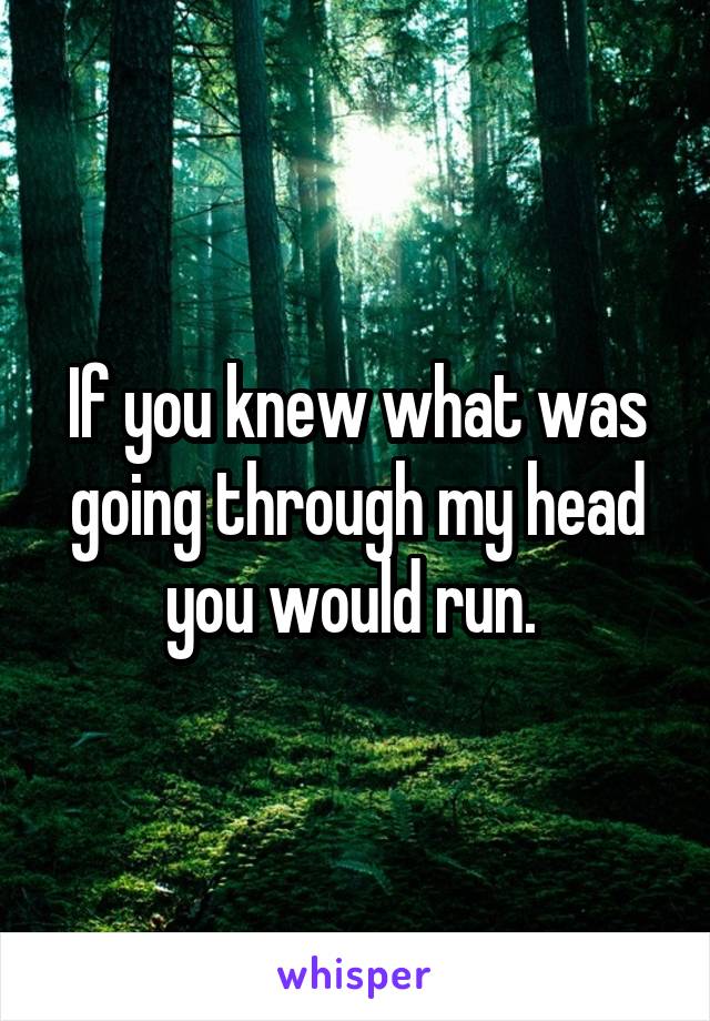 If you knew what was going through my head you would run. 