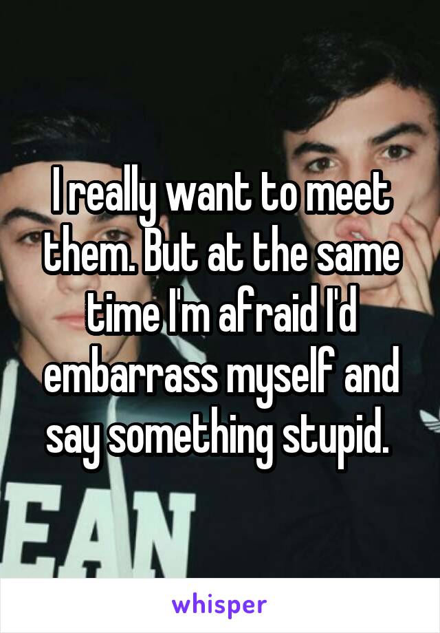 I really want to meet them. But at the same time I'm afraid I'd embarrass myself and say something stupid. 