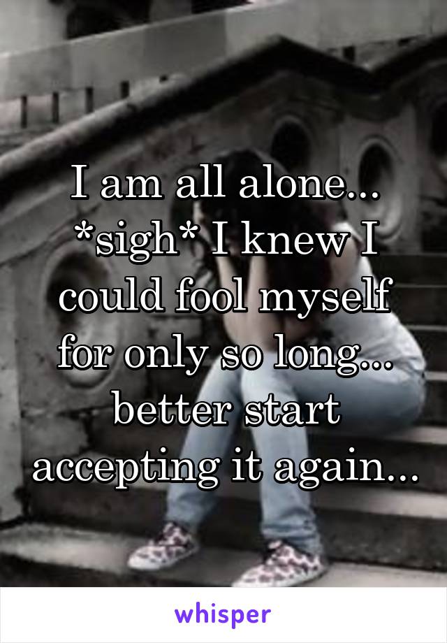 I am all alone... *sigh* I knew I could fool myself for only so long... better start accepting it again...