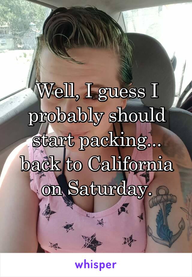 Well, I guess I probably should start packing... back to California on Saturday.