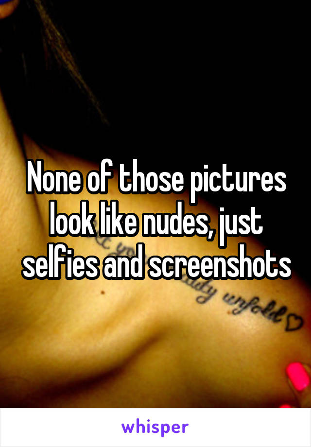 None of those pictures look like nudes, just selfies and screenshots