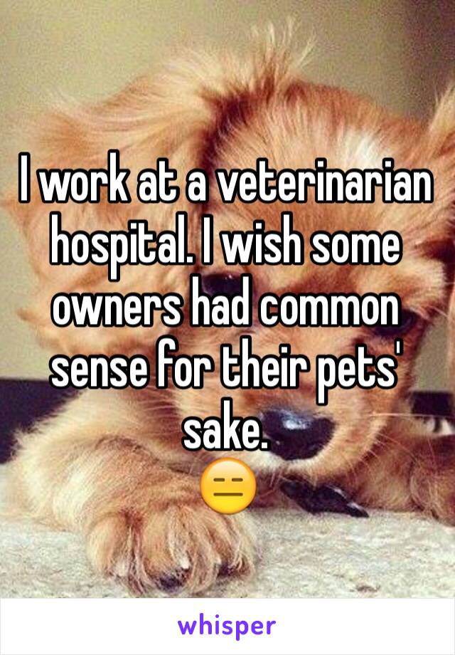 I work at a veterinarian hospital. I wish some owners had common sense for their pets' sake. 
😑
