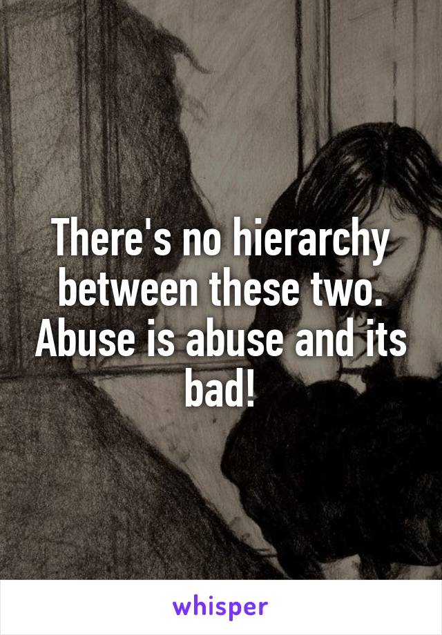 There's no hierarchy between these two. Abuse is abuse and its bad!
