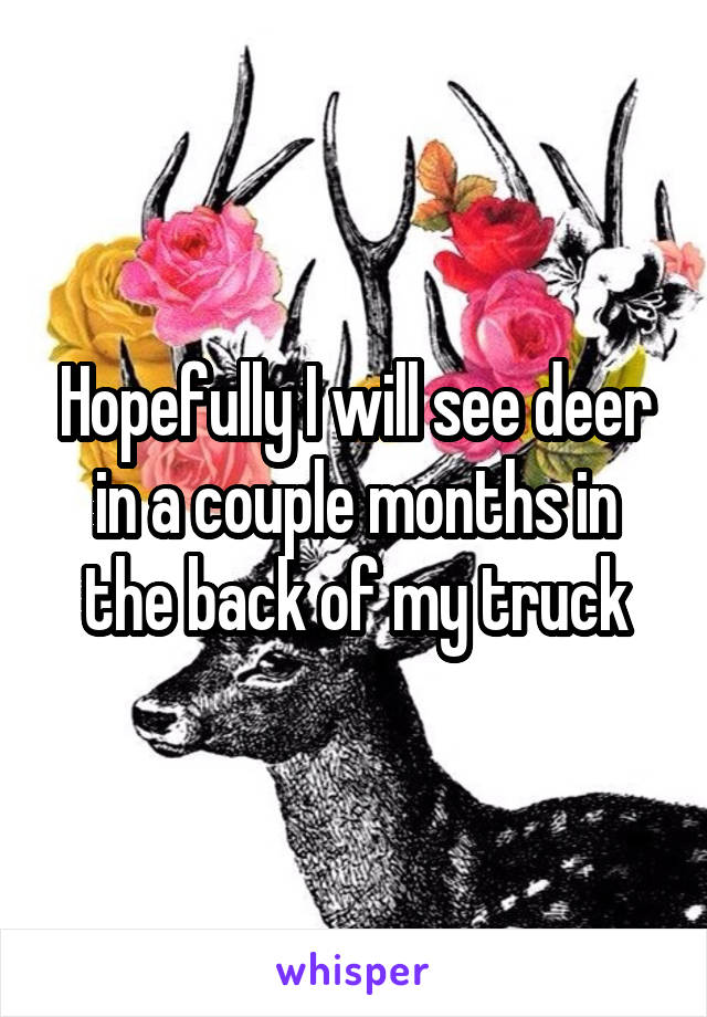 Hopefully I will see deer in a couple months in the back of my truck