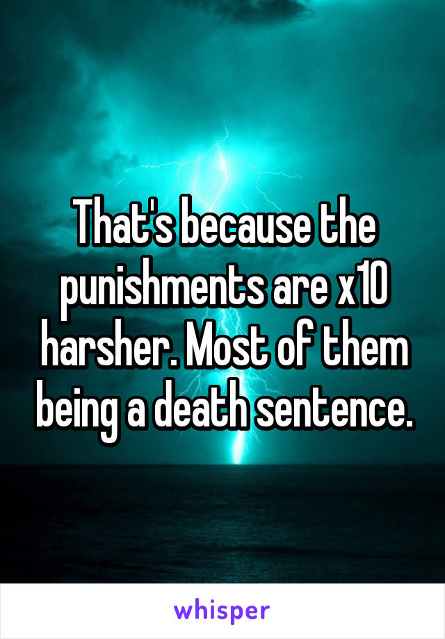 That's because the punishments are x10 harsher. Most of them being a death sentence.